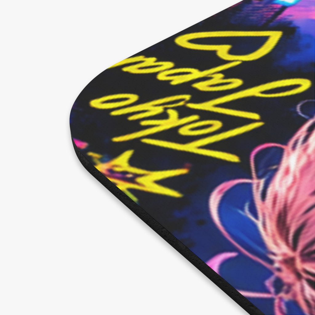 Harajuku Style 6 Neon City Anime Girl Mouse Pad — Retro Tokyo Anime Desk Mat