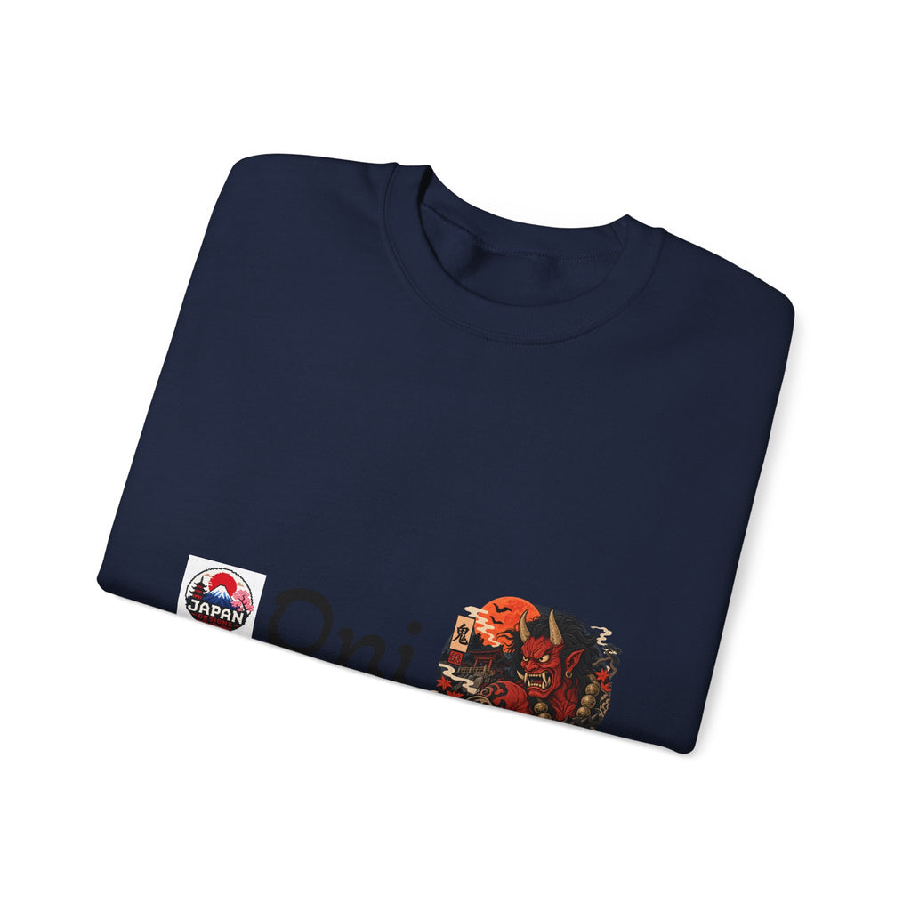 Oni Japanese Demon Yokai Halloween Illustration Sweatshirt | Mythical Yokai Crewneck