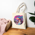 Shibuya Sky 1 City Pop Neon City Tote Bag — Anime Aesthetic Canvas Shopper