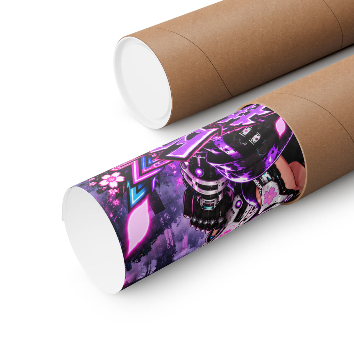 Akihabara Cyberpunk Anime Poster — Neon Purple Matte Vertical Print