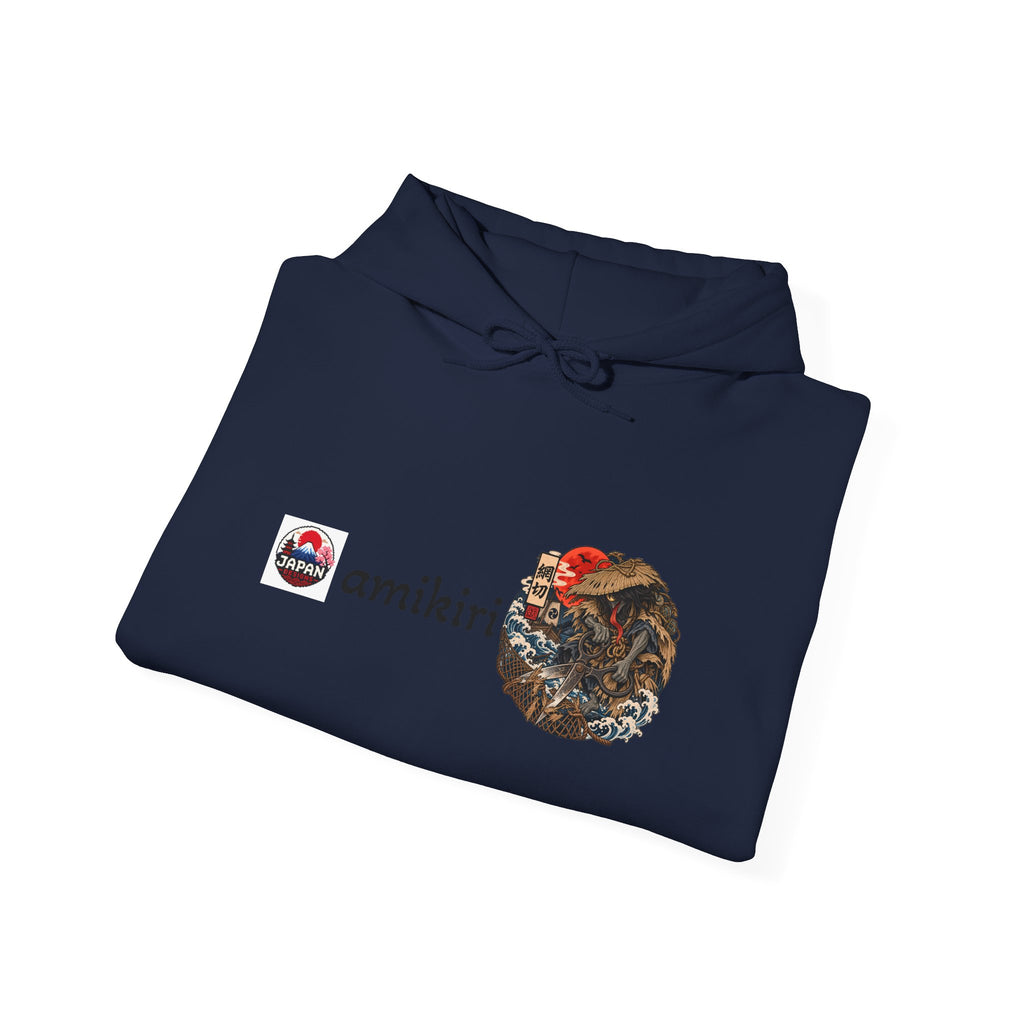 Amikiri Japanese Yokai Halloween Illustration Hoodie | Japanese Yokai monster Emblem