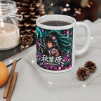 Akihabara Teal Neon City Sniper Girl Mug 11oz Coffee Cup