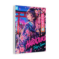 Harajuku Style 12 Neon City Tokyo Anime Girl Matte Canvas Wall Art