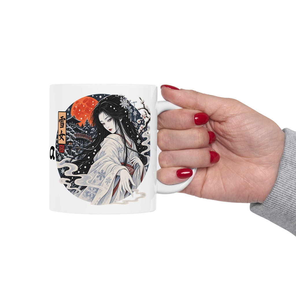 Snow Woman Japanese Ghost Halloween Geisha illustration Mug | Japanese Ukiyo-e style ceramic mug