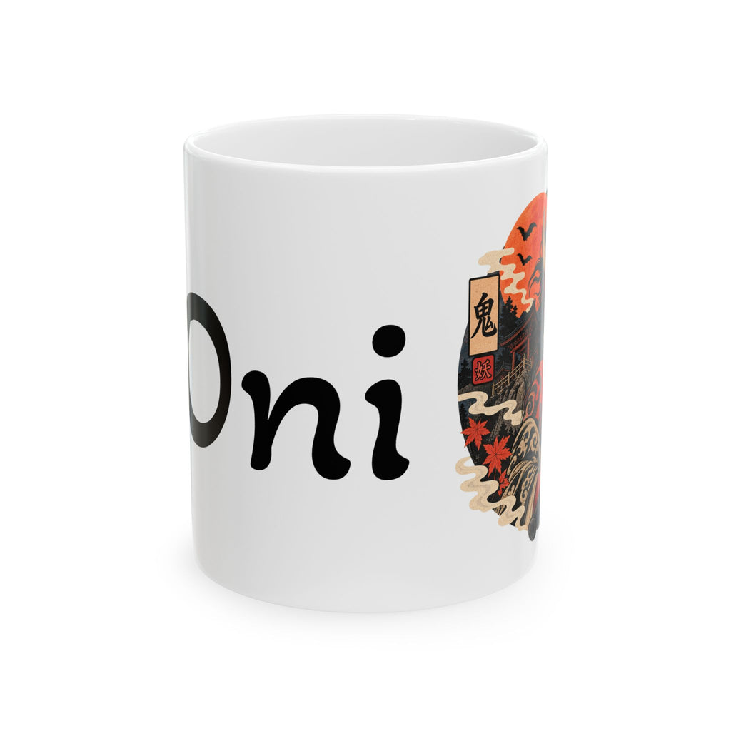 Oni Japanese Yokai Halloween Illustration Mug | Japanese Demon Ceramic Mug