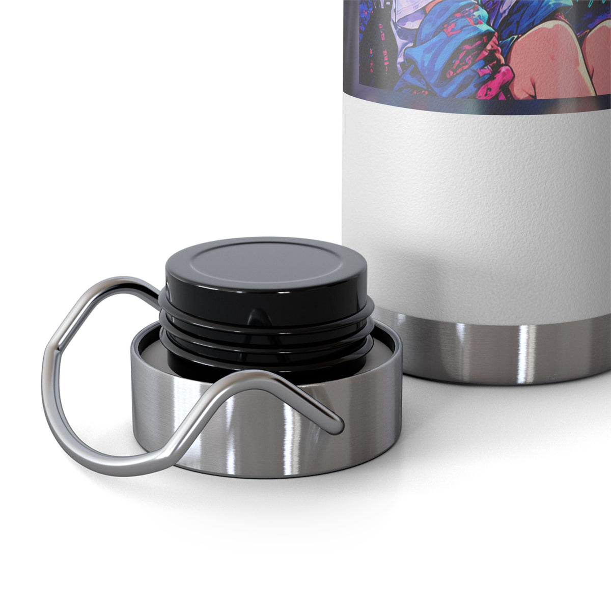 Harajuku Style 11 Neon City Anime Girl Water Bottle — 22oz Copper Vacuum Insulated
