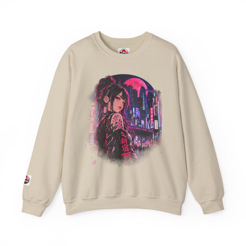 Anime Cyberpunk Sweatshirt - Neon Pink Tokyo 'Shinjuku' Crewneck
