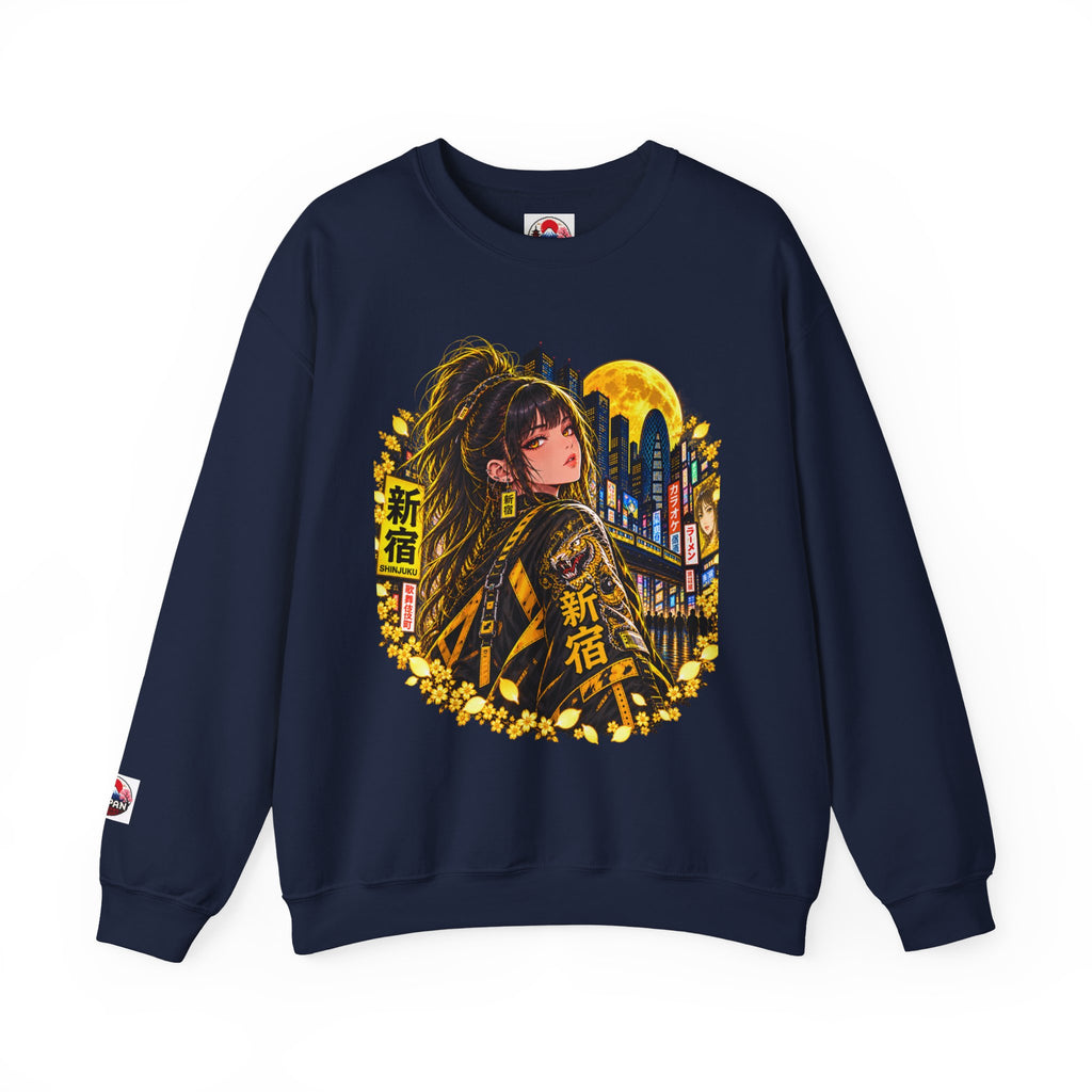 Anime Cyberpunk Sweatshirt - Neon Yellow Tokyo 'Shinjuku' Crewneck