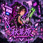 Akihabara Cyberpunk Sniper Girl T‑Shirt —Purple Akihabara Neon City Graphic