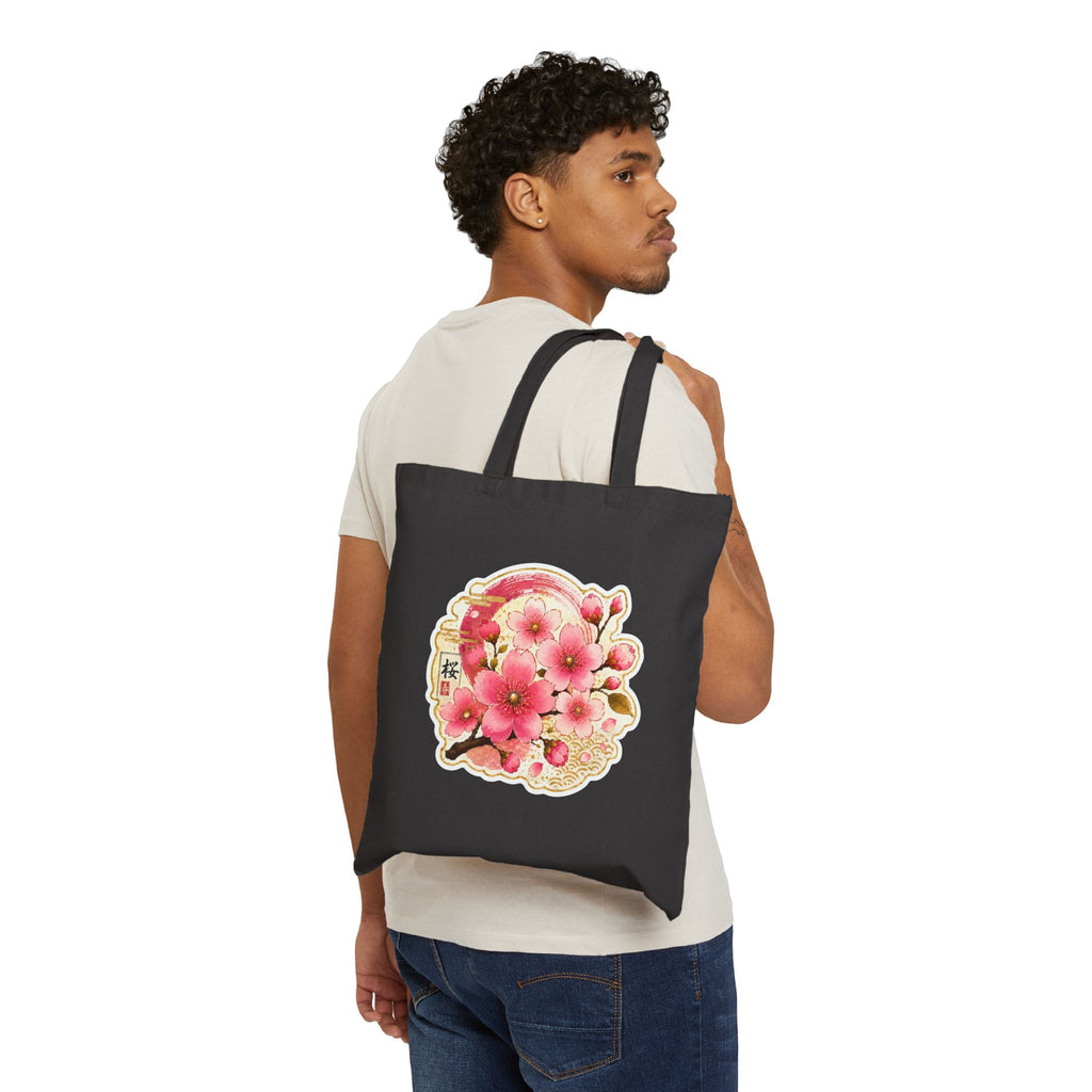 Floral Sakura Tote Bag – Pink Cherry Blossom Canvas Tote