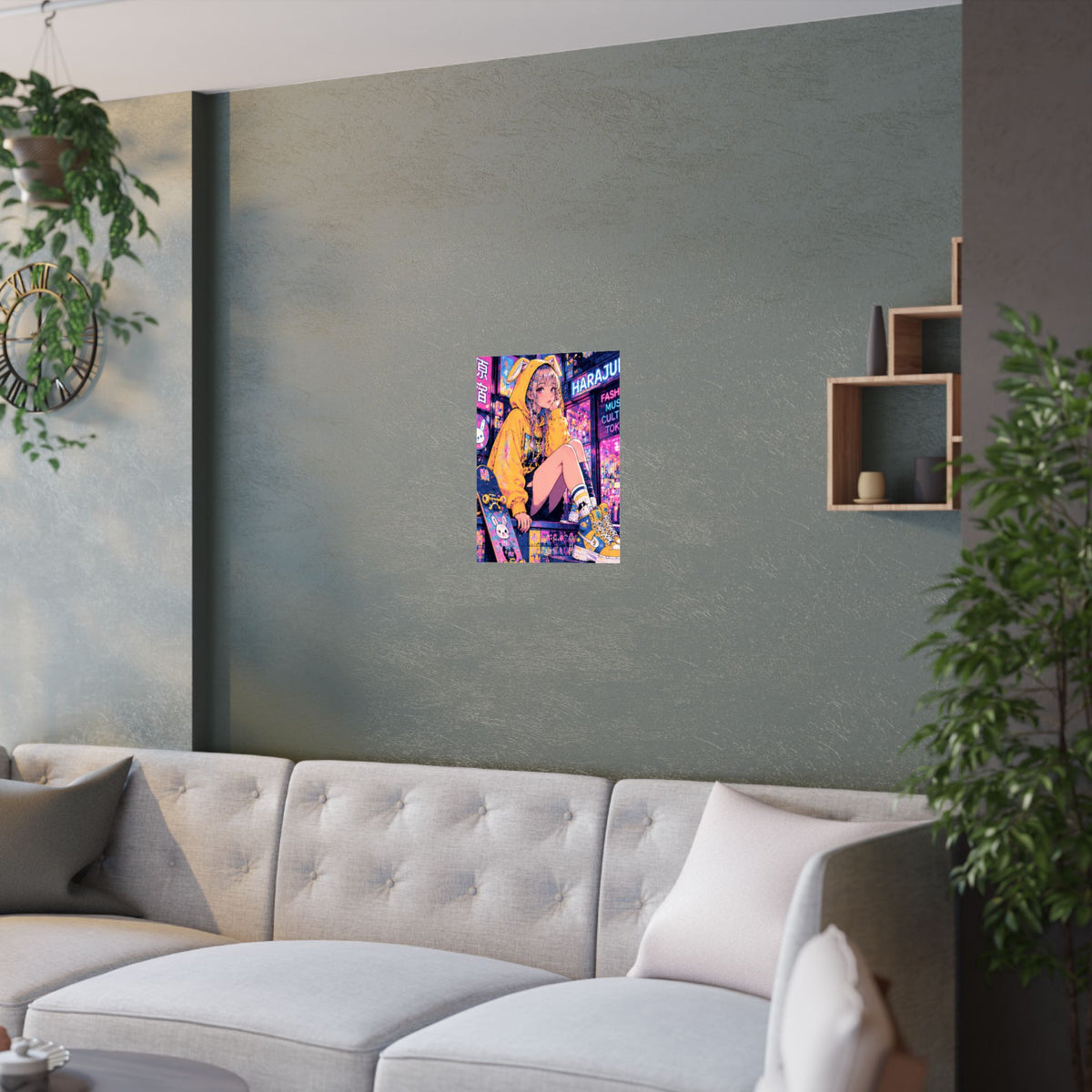 Harajuku Style 10 Neon City Anime Girl Satin Poster — Tokyo Japan Anime Wall Art