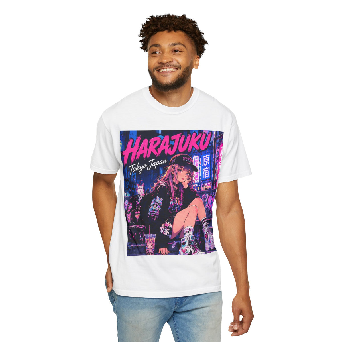 Harajuku Style 8 Neon City Anime Girl T-Shirt – Tokyo Streetwear Graphic Tee