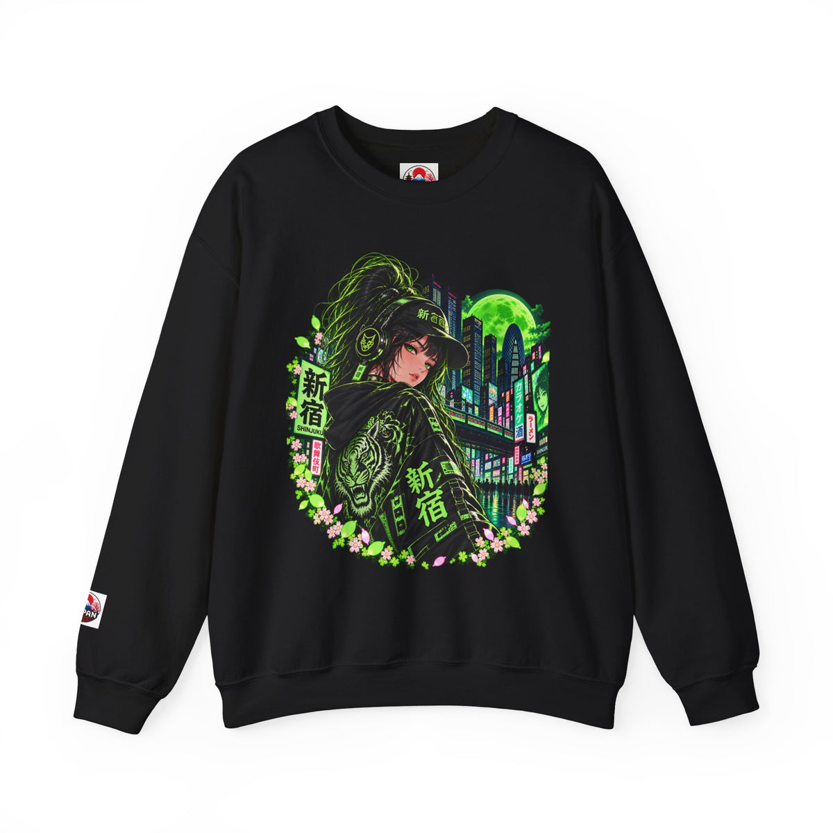 Anime Cyberpunk Sweatshirt - Neon Green Tokyo 'Shinjuku' Crewneck