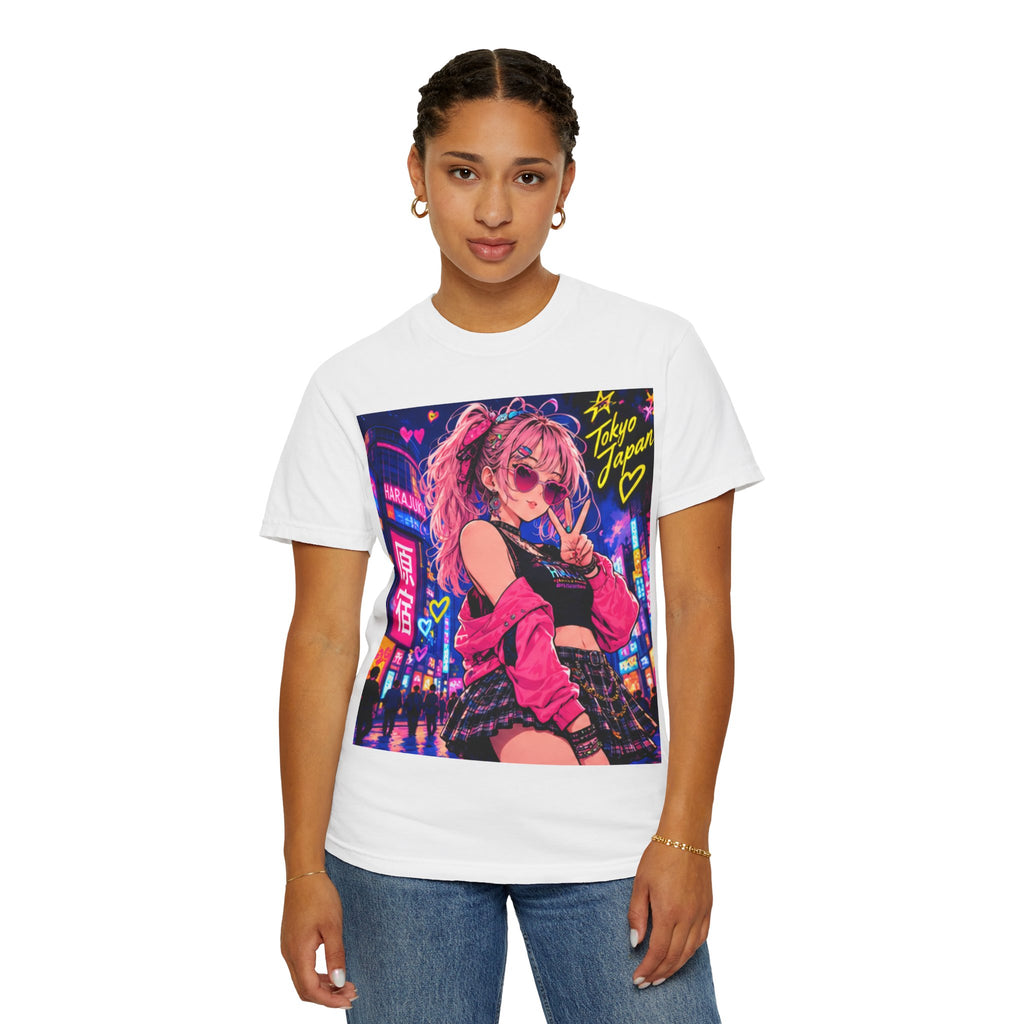 Harajuku Style 6 Neon City Anime Girl T-Shirt – Tokyo Streetwear Graphic Tee