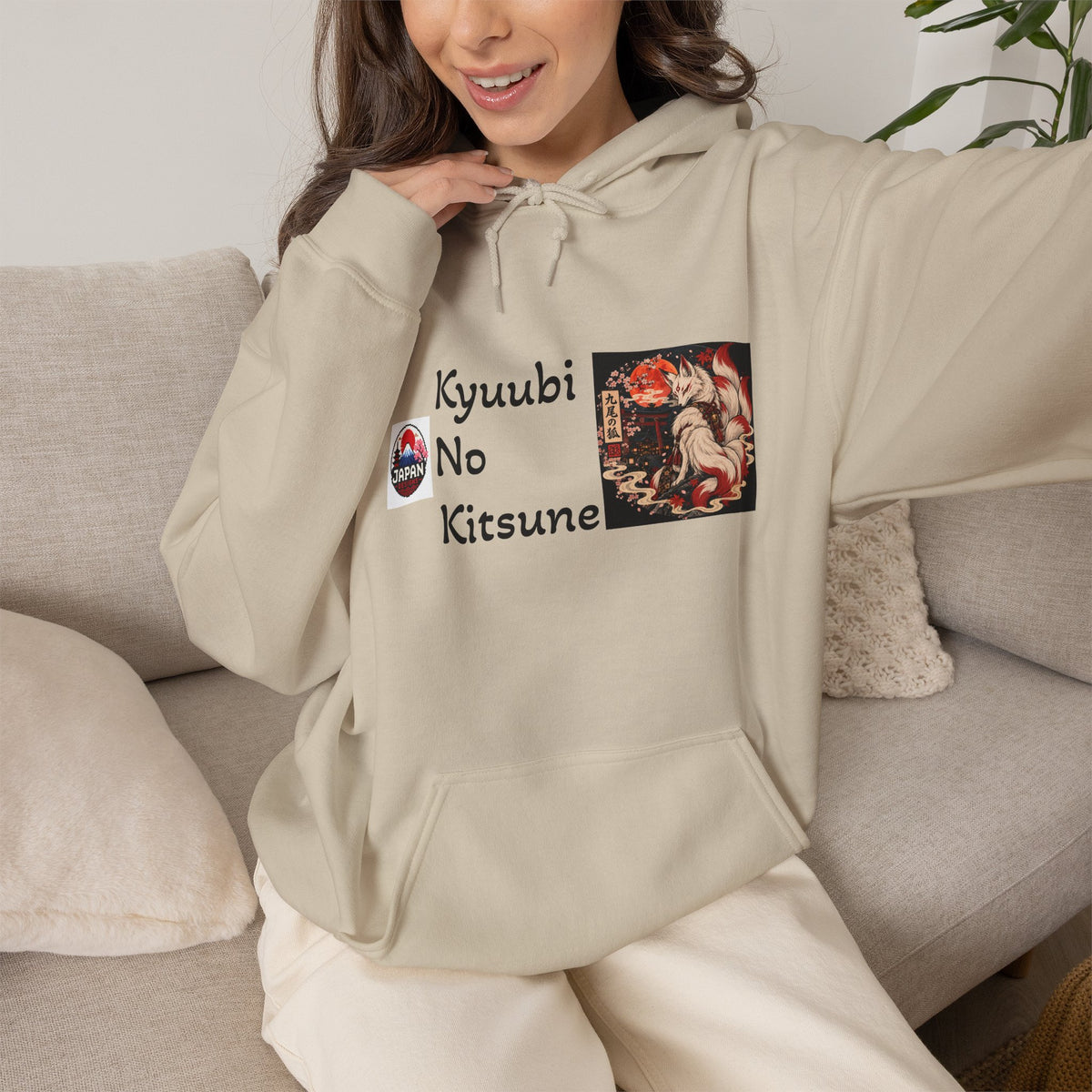 Japanese Fox Spirit Yokai Halloween Hoodie | Kyuubi No Kitsune Illustration