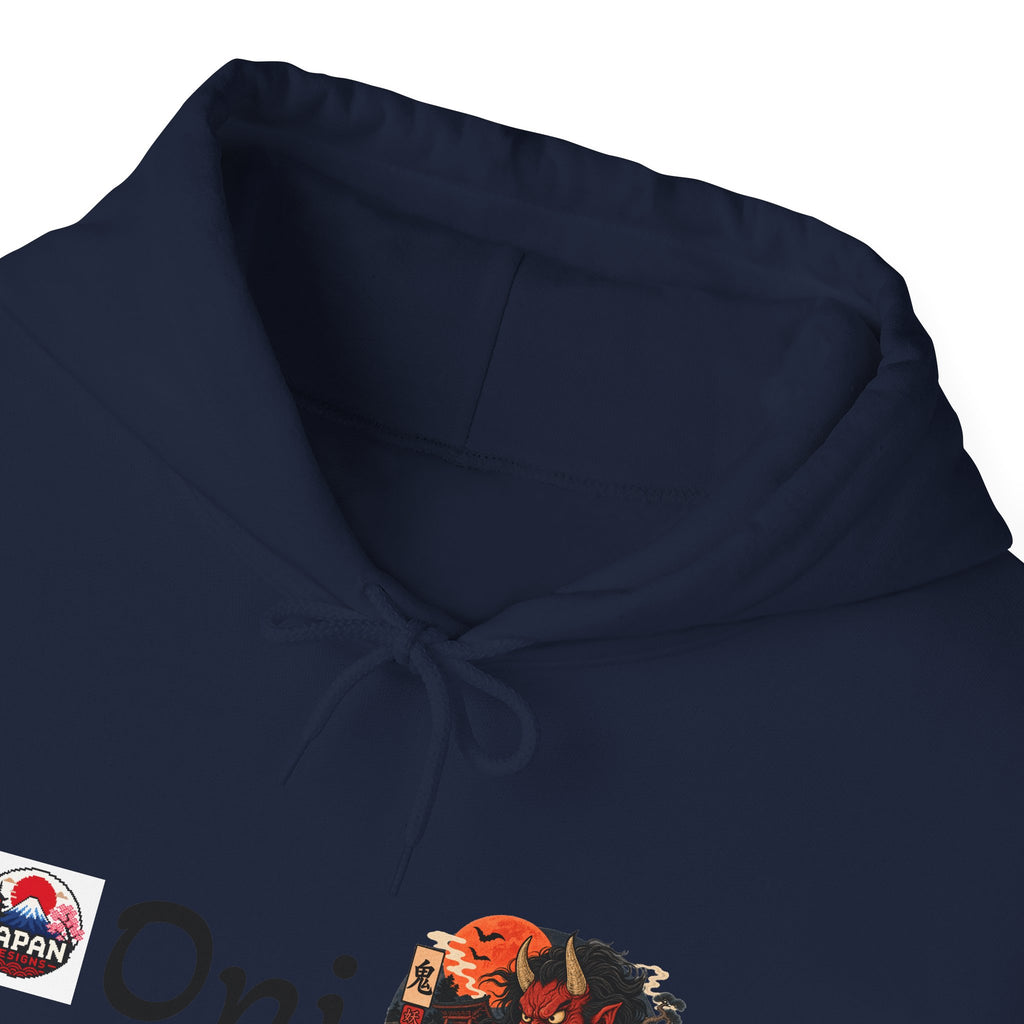Oni Red Mask Yokai Halloween Art Hoodie | Japanese Demon Illustration