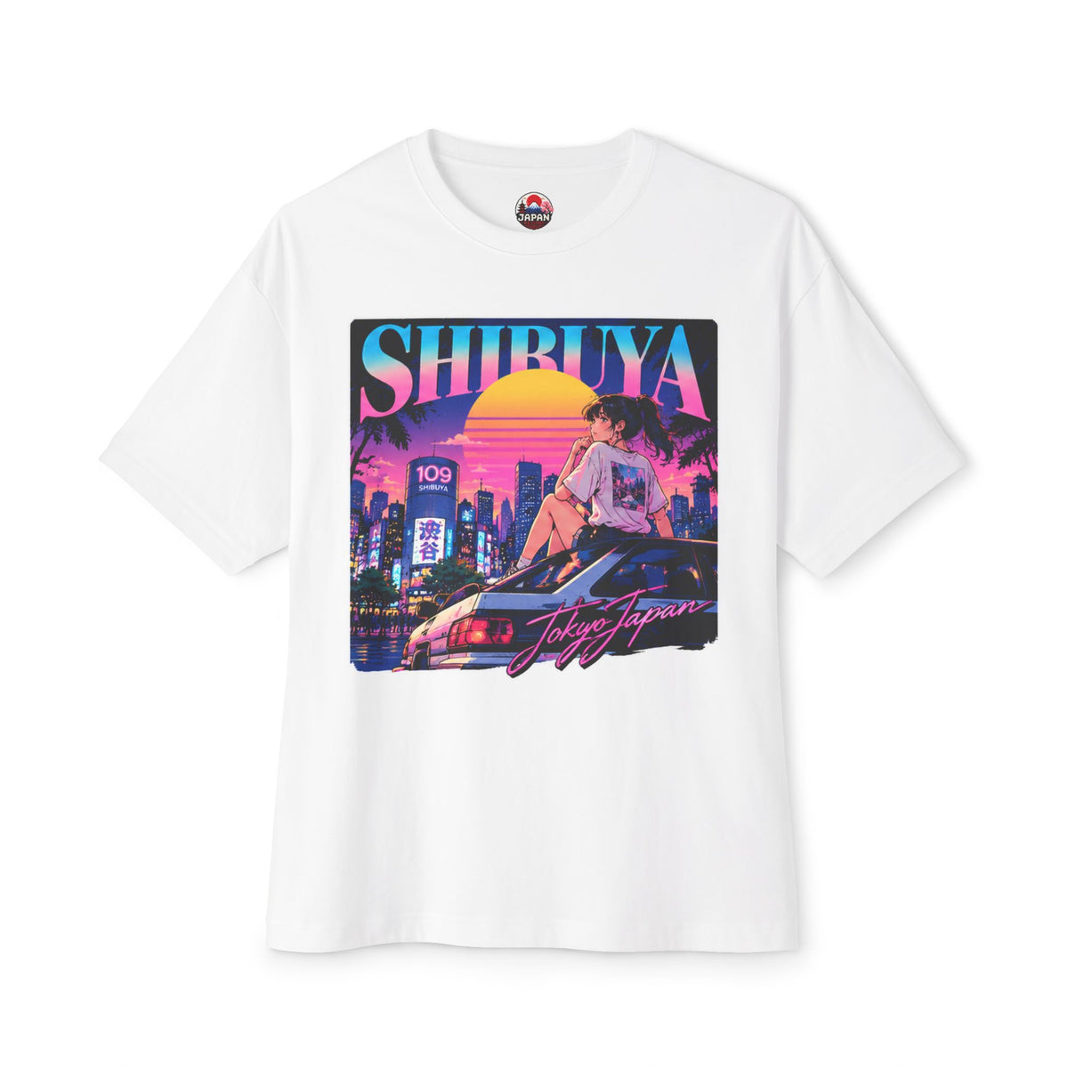 Shibuya Sky 6 Tokyo City Pop Neon Anime Tee — Retro Japanese Cityscape Graphic T-Shirt