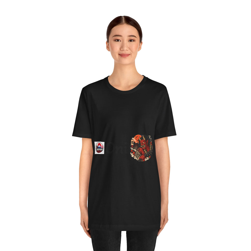 Oni Japanese Demon Yokai Halloween Illustration T-Shirt | Samurai Mask Graphic