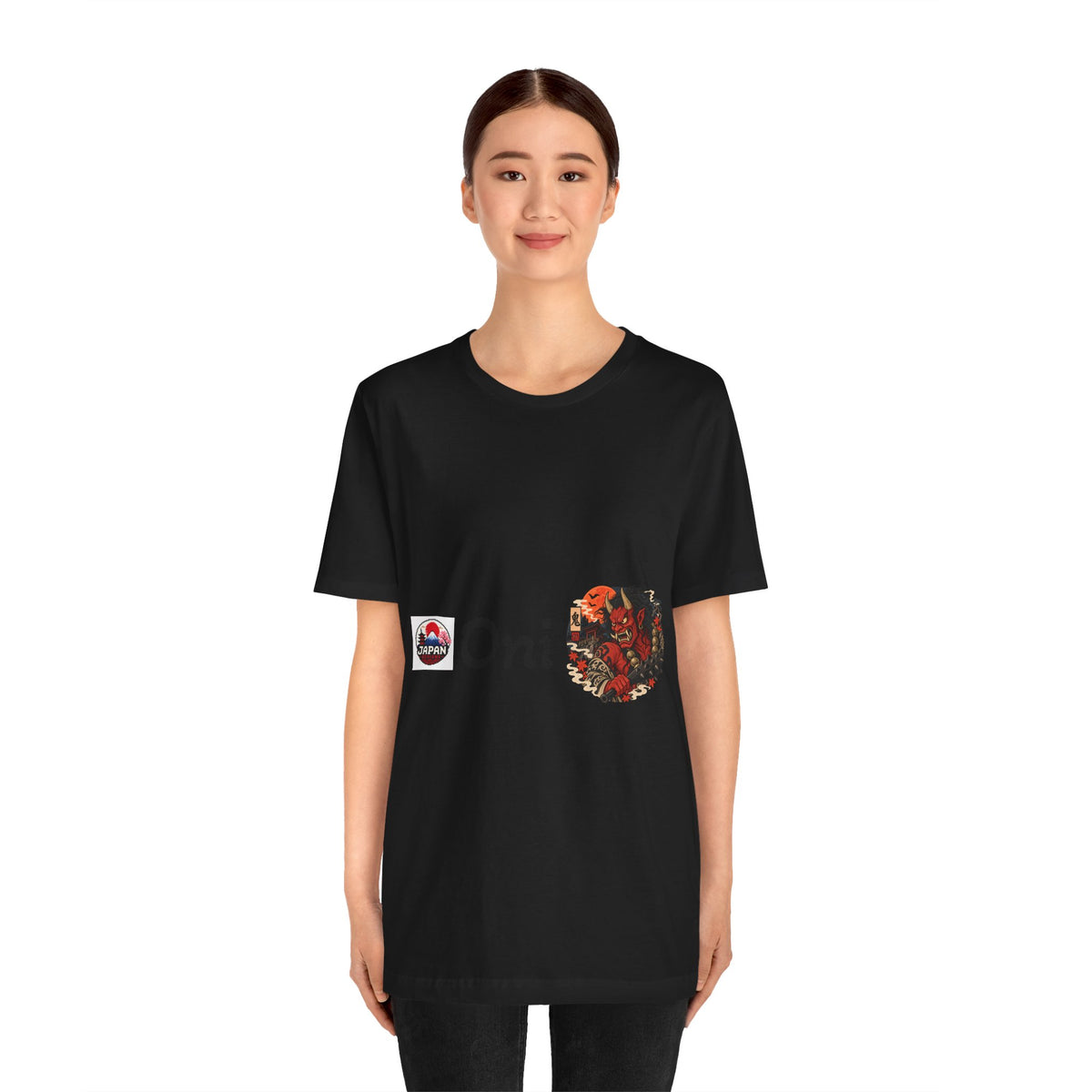 Oni Japanese Demon Yokai Halloween Illustration T-Shirt | Samurai Mask Graphic