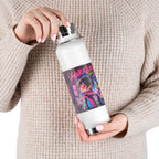 Harajuku Style 7 Neon City Anime Girl Water Bottle — 22oz Copper Vacuum Insulated