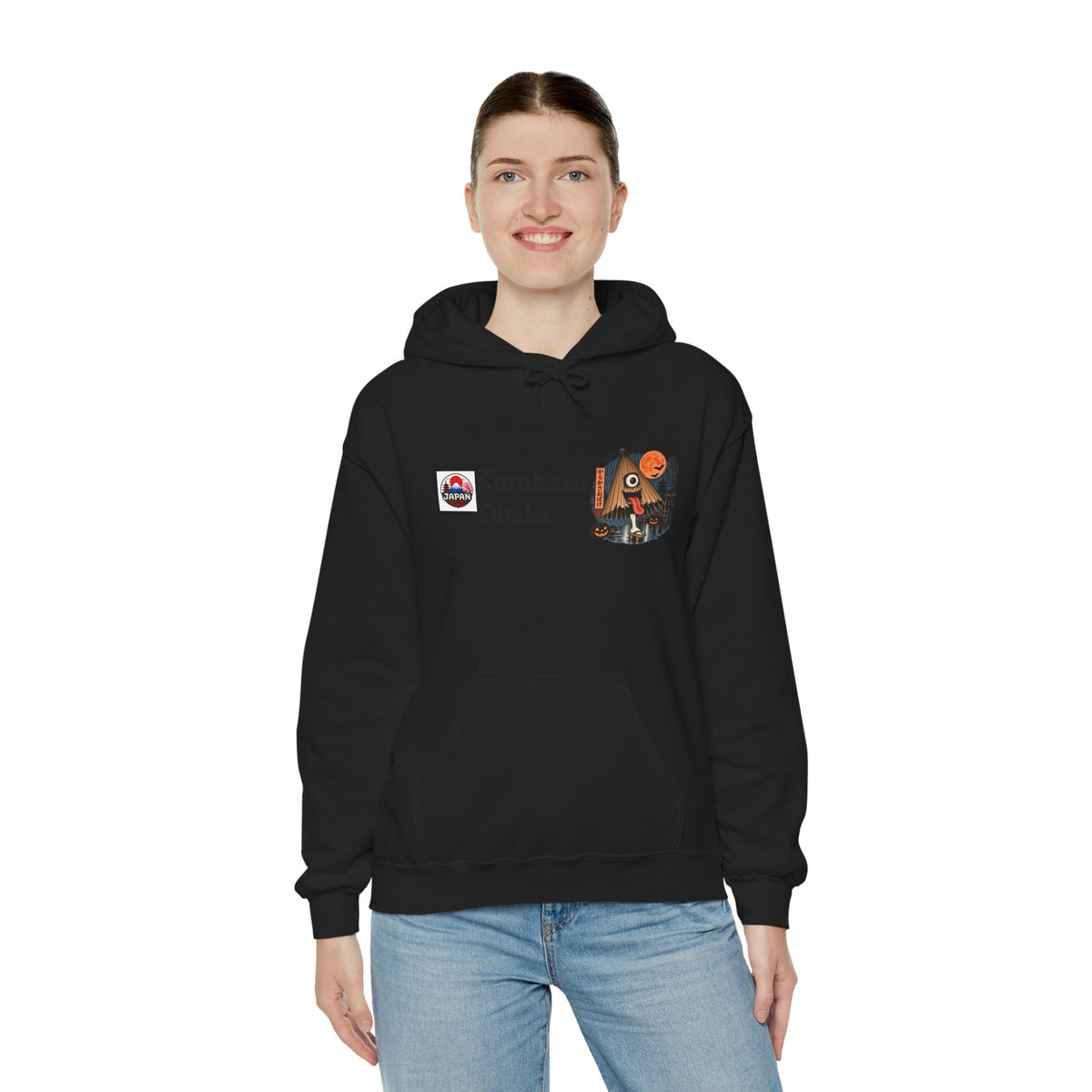 Karakasa Obake Halloween Ghost Illustration Hoodie | Japanese Yokai Hooded Sweatshirt