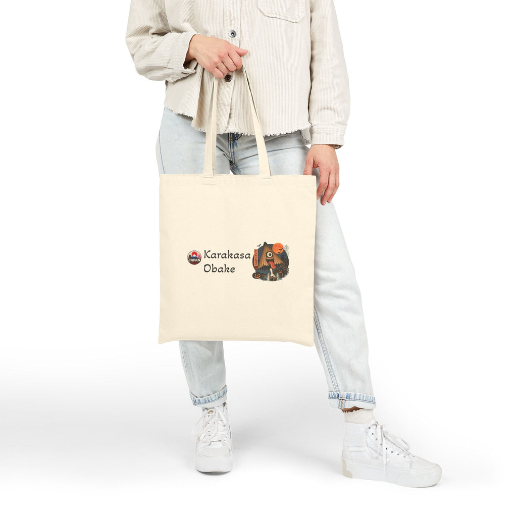 Karakasa Obake Halloween Illustration Tote Bag | Japanese Yokai Canvas Tote