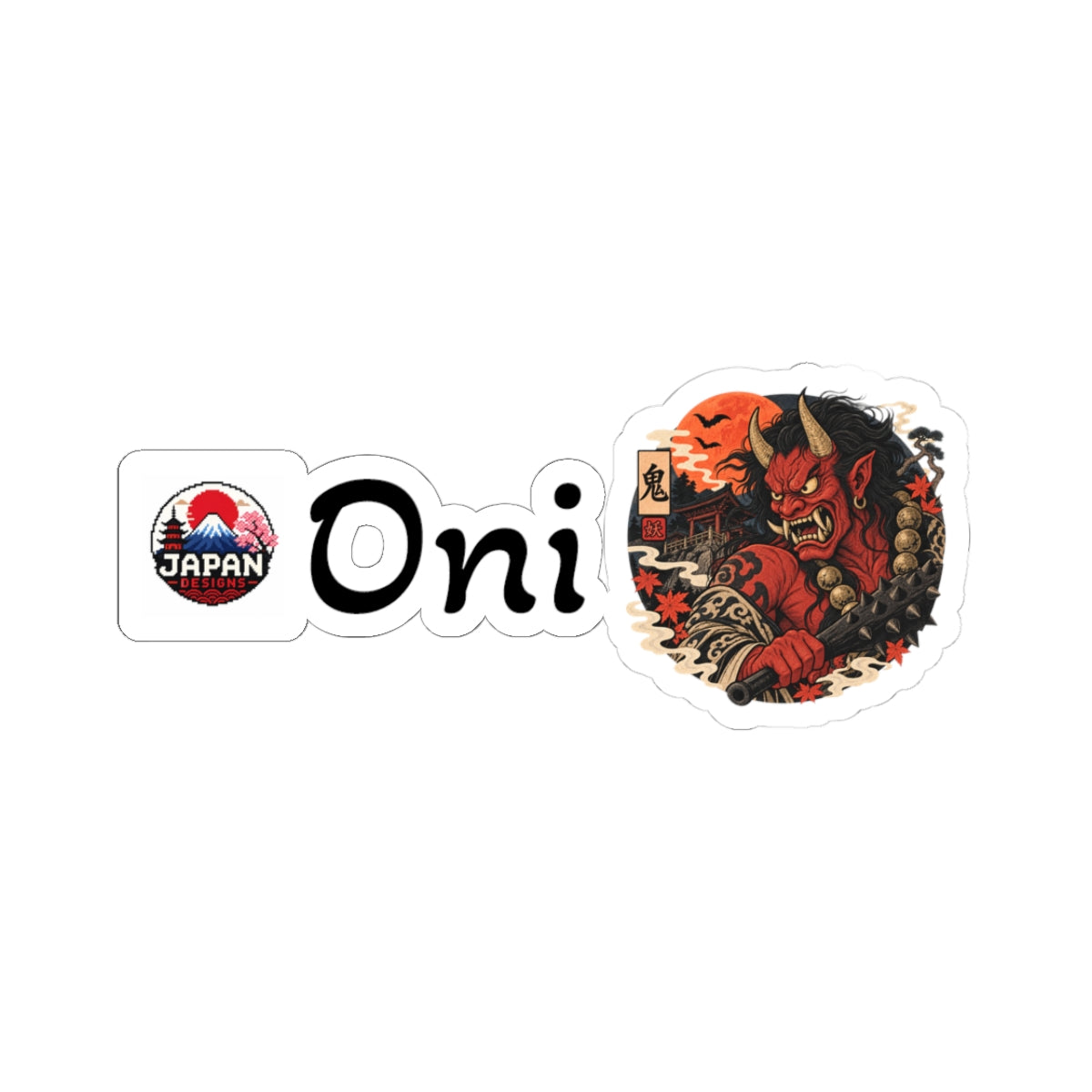 Oni Japanese Yokai Halloween Demon Illustration Kiss-Cut Stickers | Japanese Tattoo Style