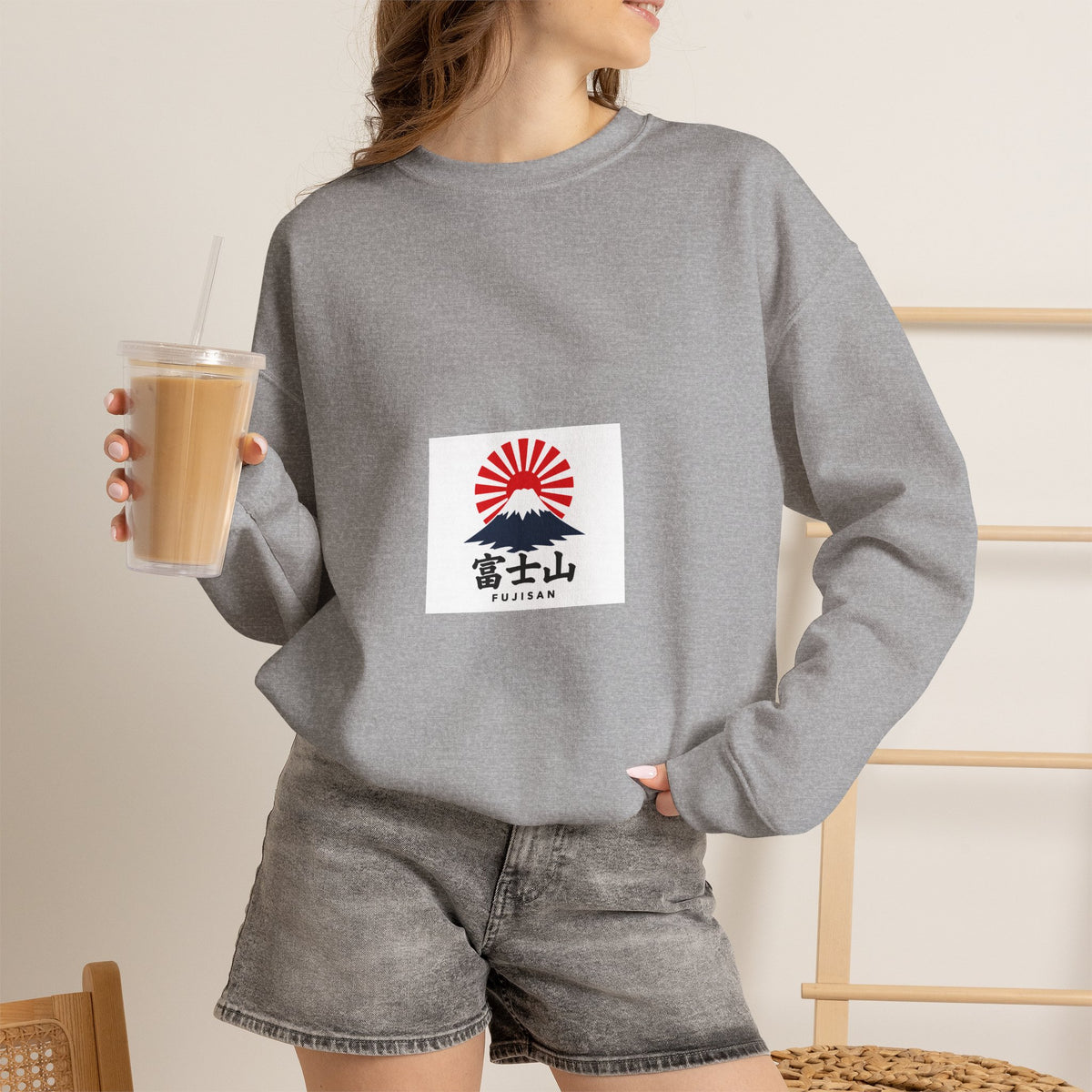 Rising Sun Mount Fuji Sweatshirt | Japanese Kanji Graphic