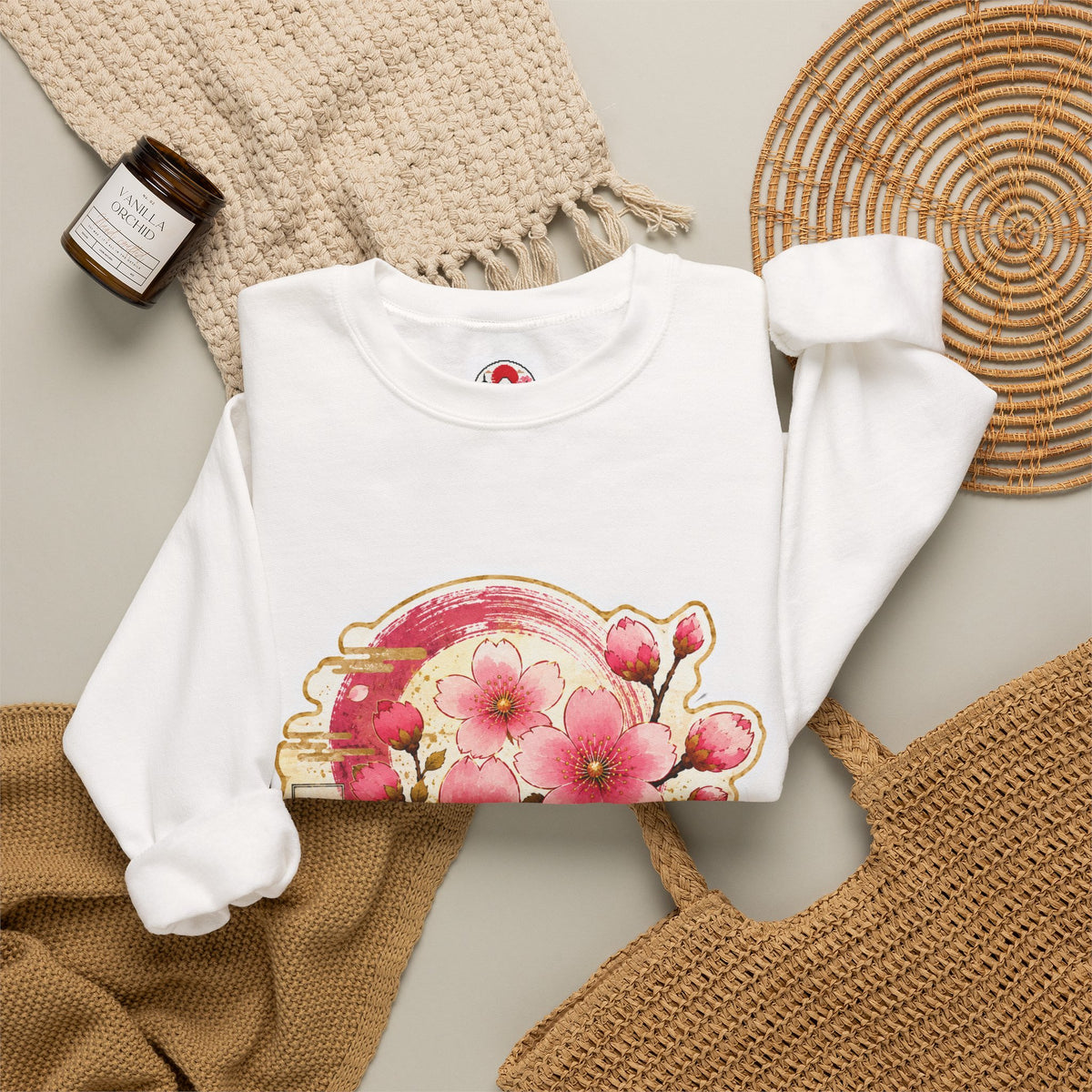 SAKURA Cherry Blossom Crewneck Sweatshirt — Sakura Floral Graphic