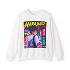 Harajuku Style 3 Neon City Anime Girl Crewneck Sweatshirt — Tokyo Street Anime Graphic