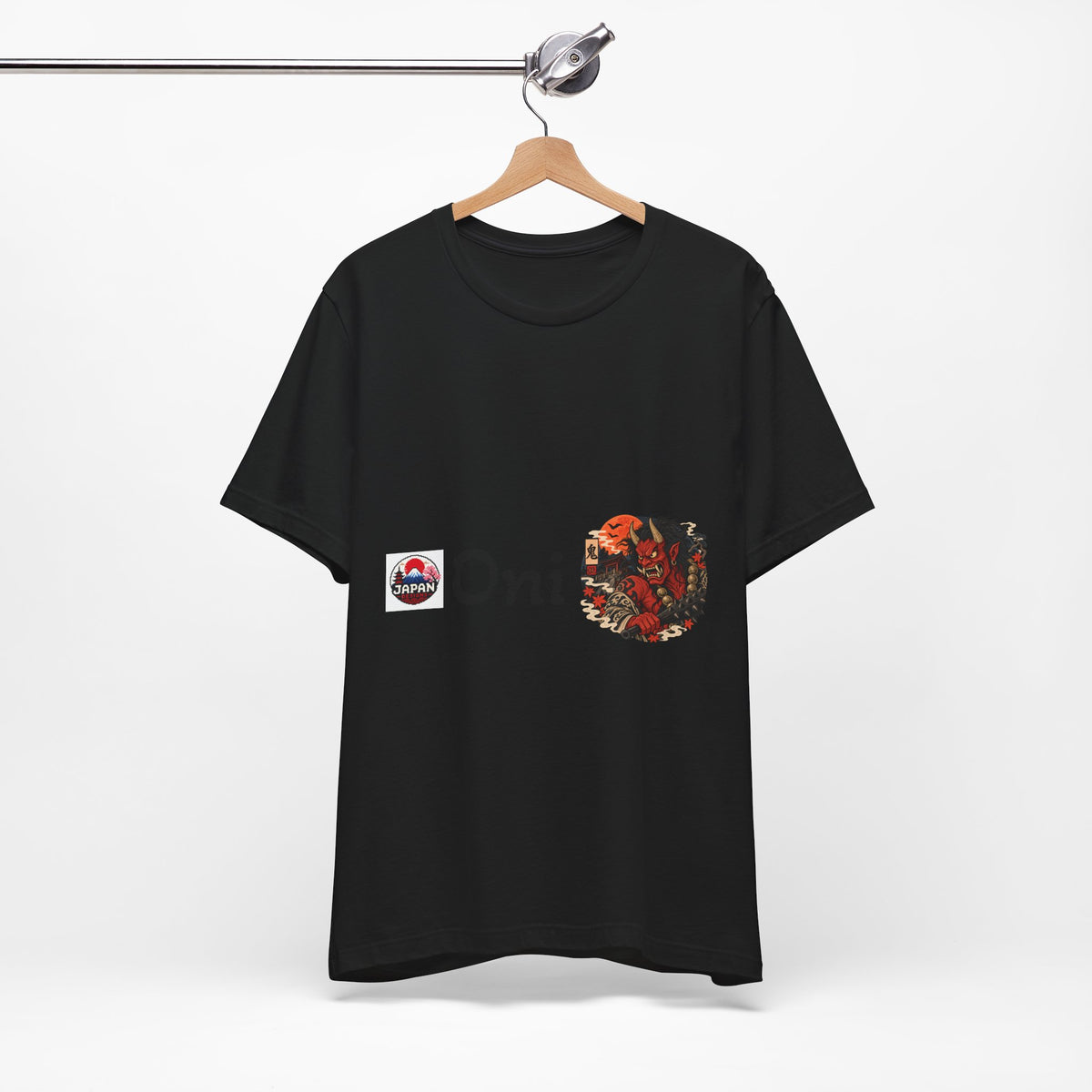 Oni Japanese Demon Yokai Halloween Illustration T-Shirt | Samurai Mask Graphic