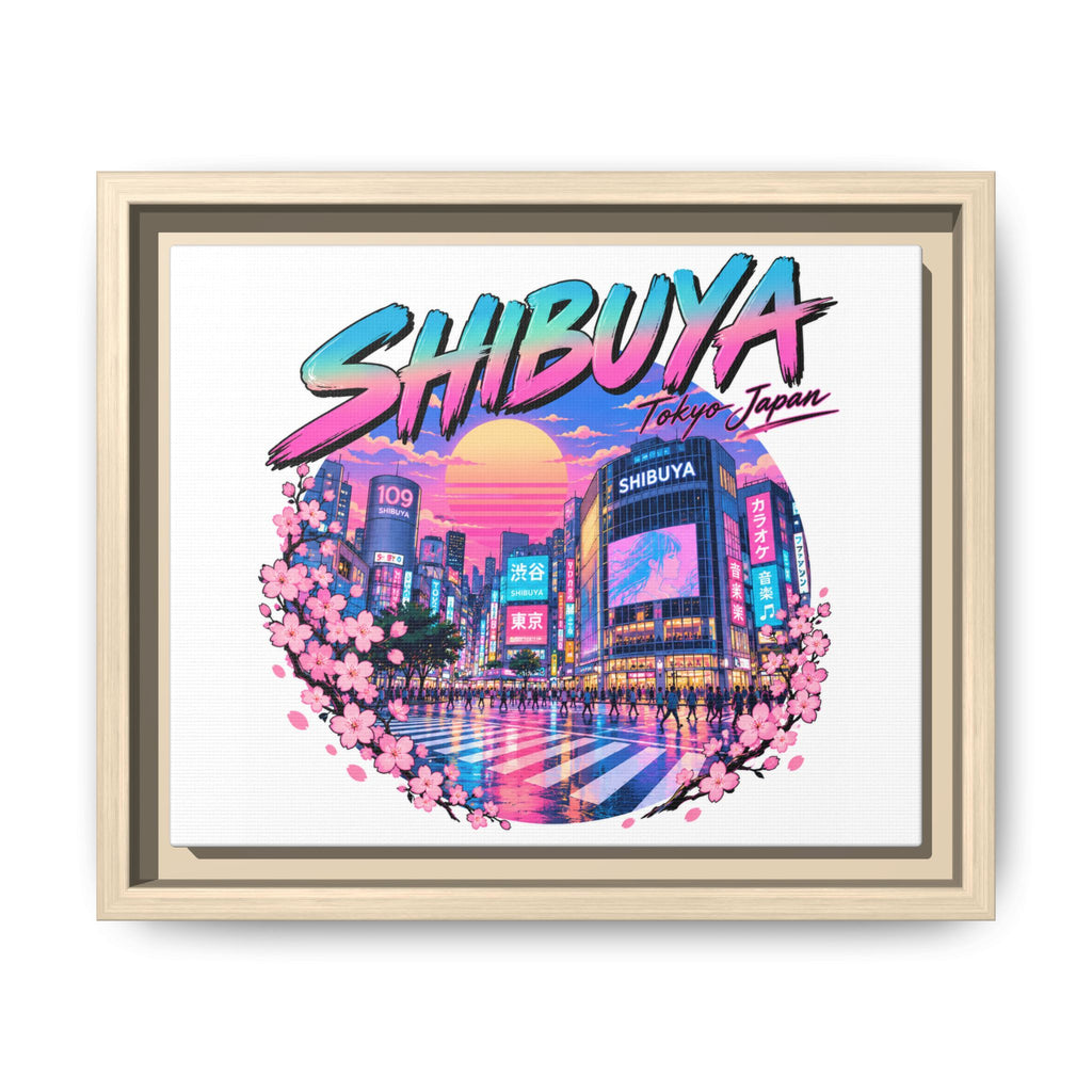Shibuya Sky 0 City Pop Tokyo Anime Girl Matte Framed Canvas Print