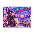 Harajuku Style 13 Neon City Tokyo Anime Girl Matte Canvas Wall Art