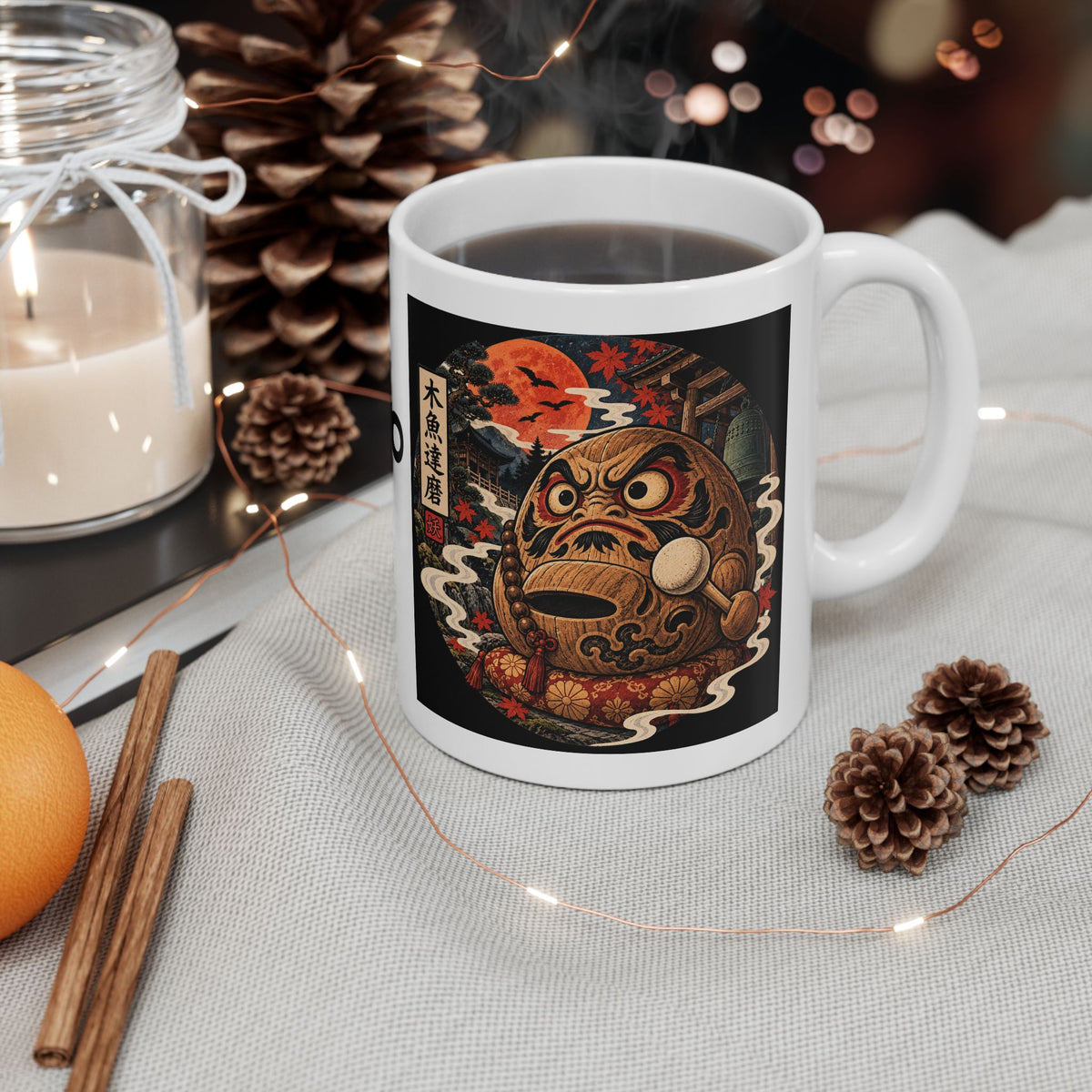 Daruma Japanese Yokai Halloween Illustration Mug | Ceramic 11oz 15oz