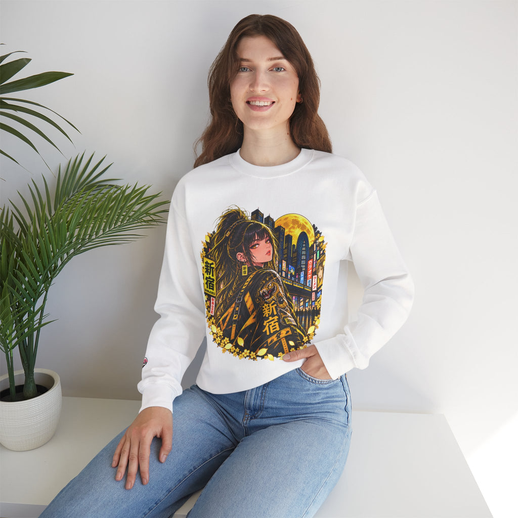 Anime Cyberpunk Sweatshirt - Neon Yellow Tokyo 'Shinjuku' Crewneck
