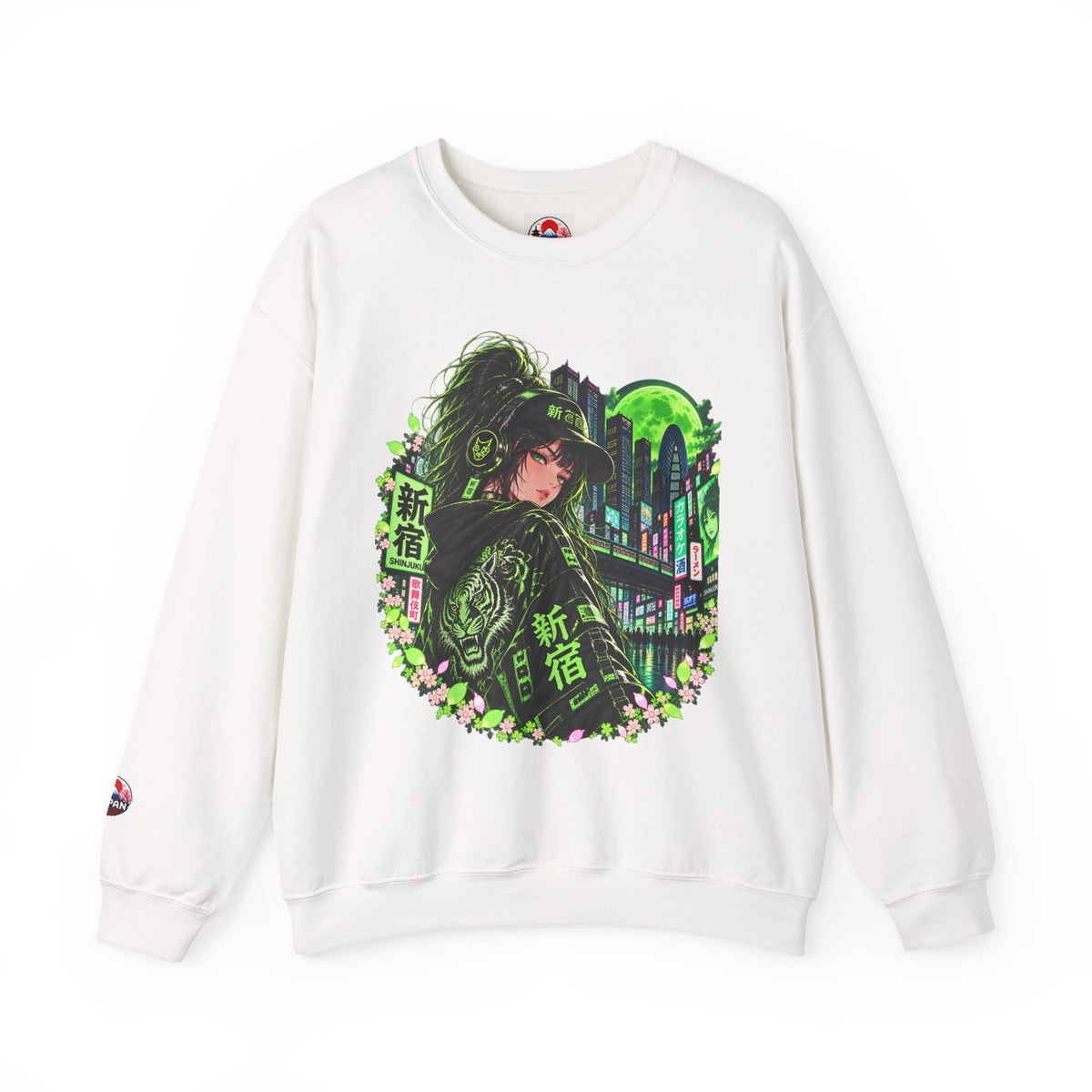 Anime Cyberpunk Sweatshirt - Neon Green Tokyo 'Shinjuku' Crewneck