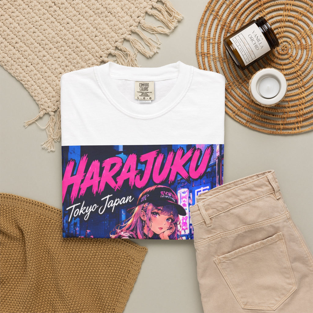 Harajuku Style 8 Neon City Anime Girl T-Shirt – Tokyo Streetwear Graphic Tee
