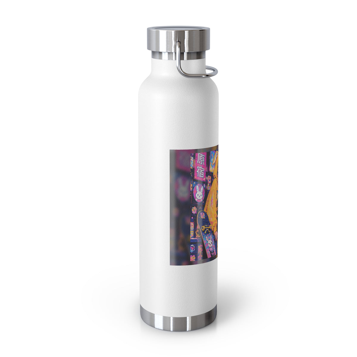 Harajuku Style 6 Neon City Anime Girl Water Bottle — 22oz Copper Vacuum Insulated