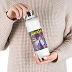 Harajuku Style 9 Neon City Anime Girl Water Bottle — 22oz Copper Vacuum Insulated