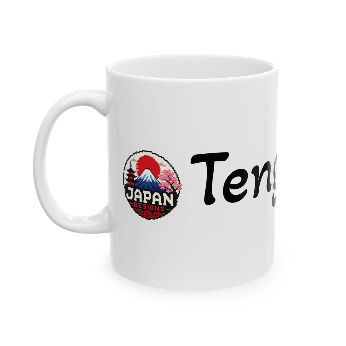 Tengu Mask Halloween inspired Illustration Mug | Japanese Folklore, Maple Leaves, Vintage Crest