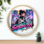 Shibuya Sky 5 City Pop Neon Anime Wall Clock — Retro Tokyo Sunset Design