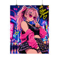 Harajuku Style 6 Neon City Anime Girl Satin Poster — Tokyo Japan Anime Wall Art