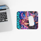 Harajuku Style 2 Neon City Anime Girl Mouse Pad — Retro Tokyo Anime Desk Mat