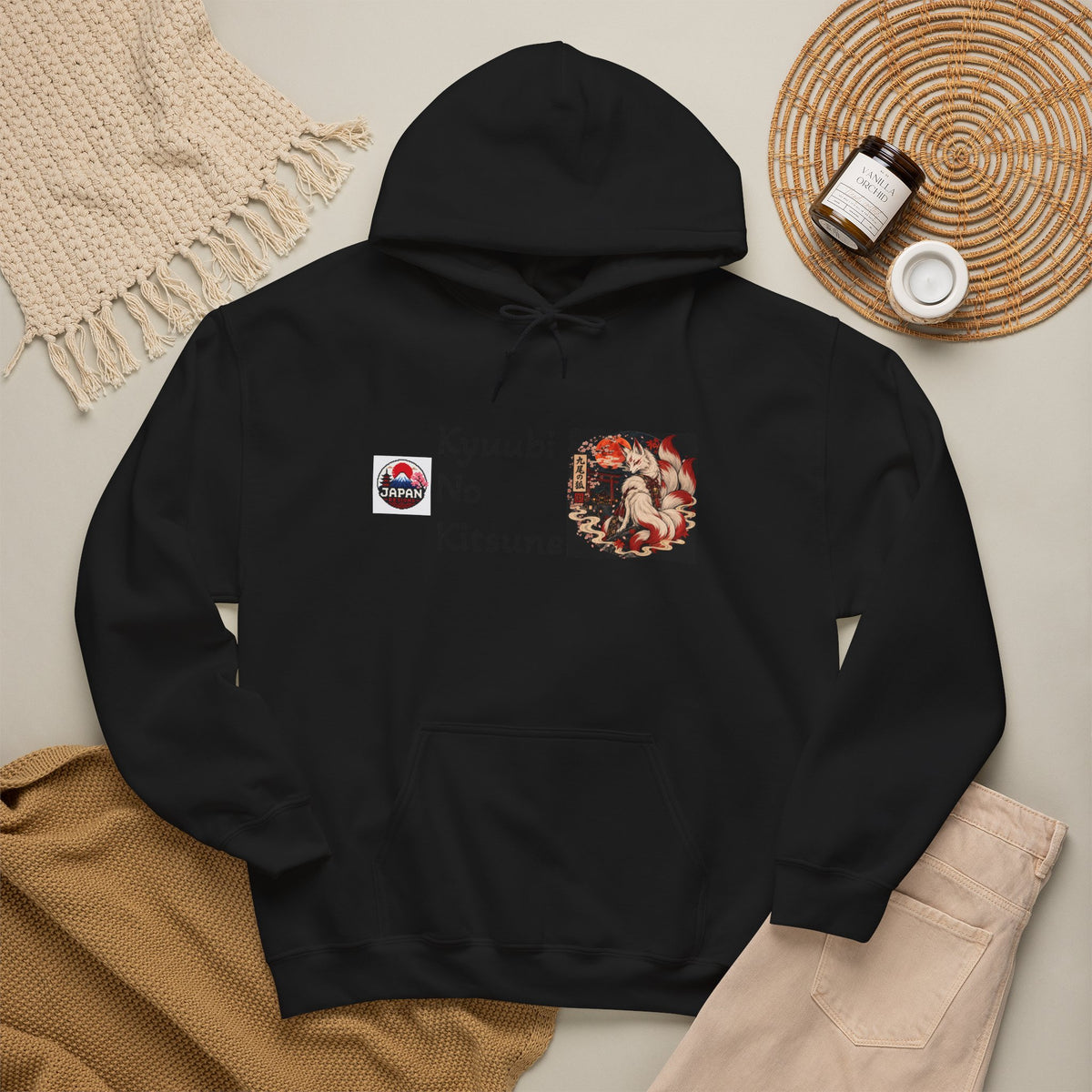 Japanese Fox Spirit Yokai Halloween Hoodie | Kyuubi No Kitsune Illustration