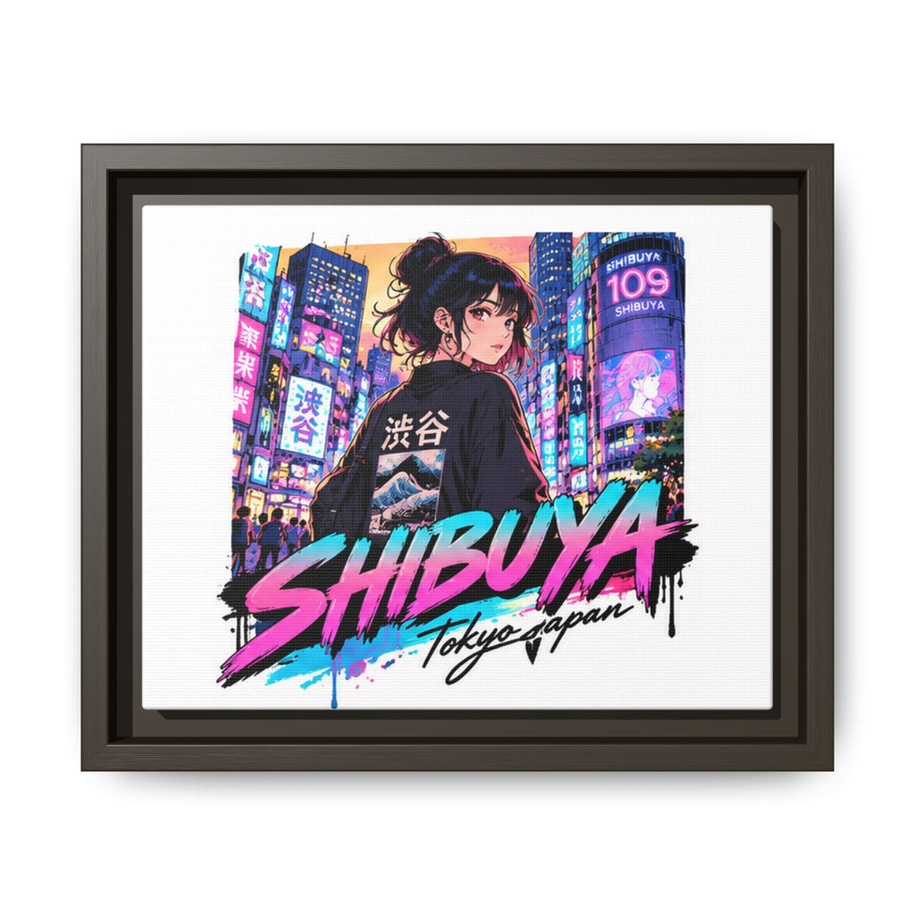 Shibuya Sky 5 City Pop Tokyo Anime Girl Matte Framed Canvas Print