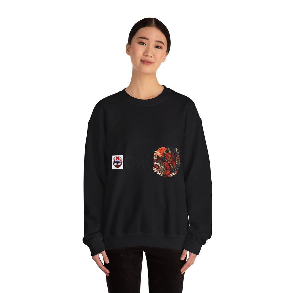 Oni Japanese Demon Yokai Halloween Illustration Sweatshirt | Mythical Yokai Crewneck