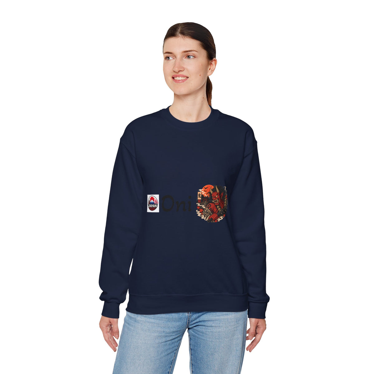 Oni Japanese Demon Yokai Halloween Illustration Sweatshirt | Mythical Yokai Crewneck