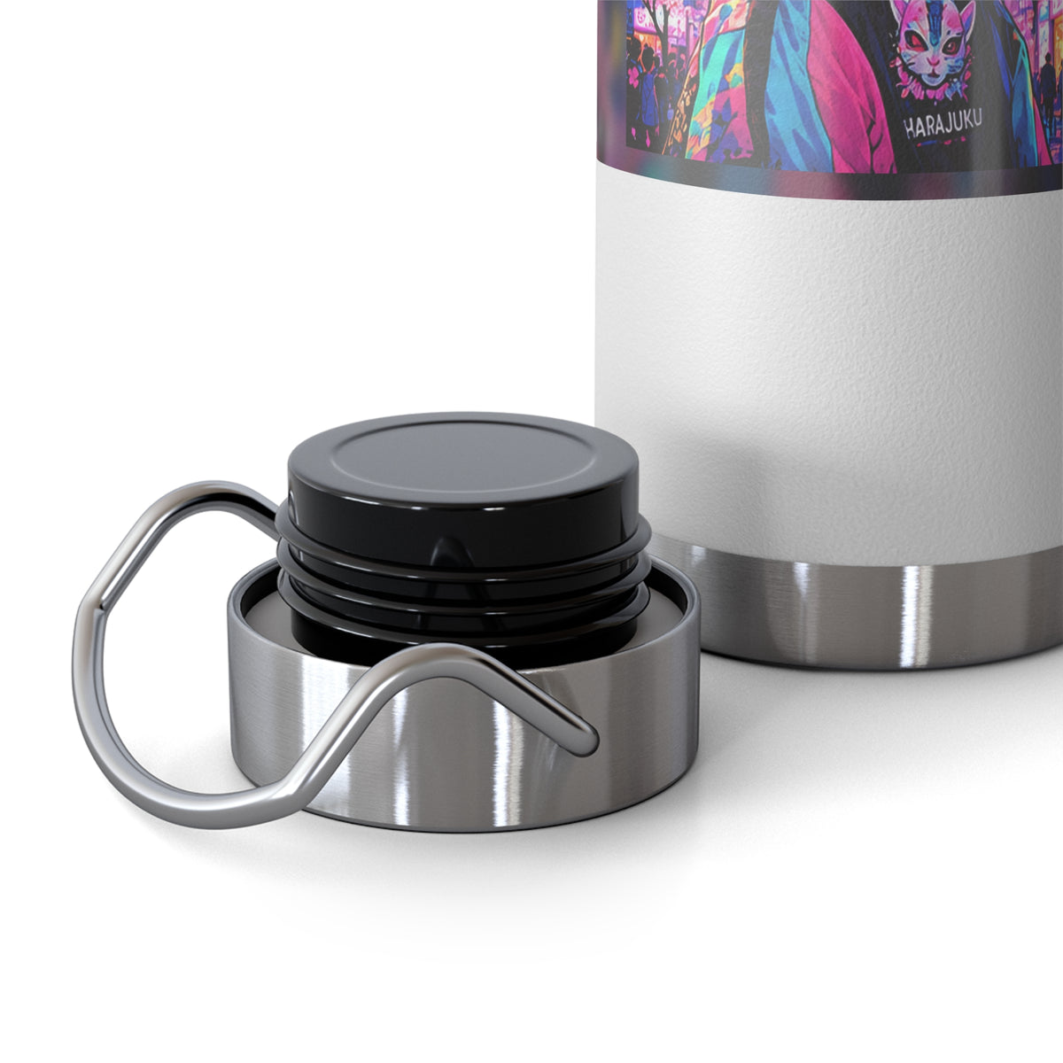 Harajuku Style 7 Neon City Anime Girl Water Bottle — 22oz Copper Vacuum Insulated