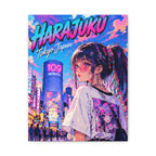 Harajuku Style 9 Neon City Tokyo Anime Girl Matte Canvas Wall Art