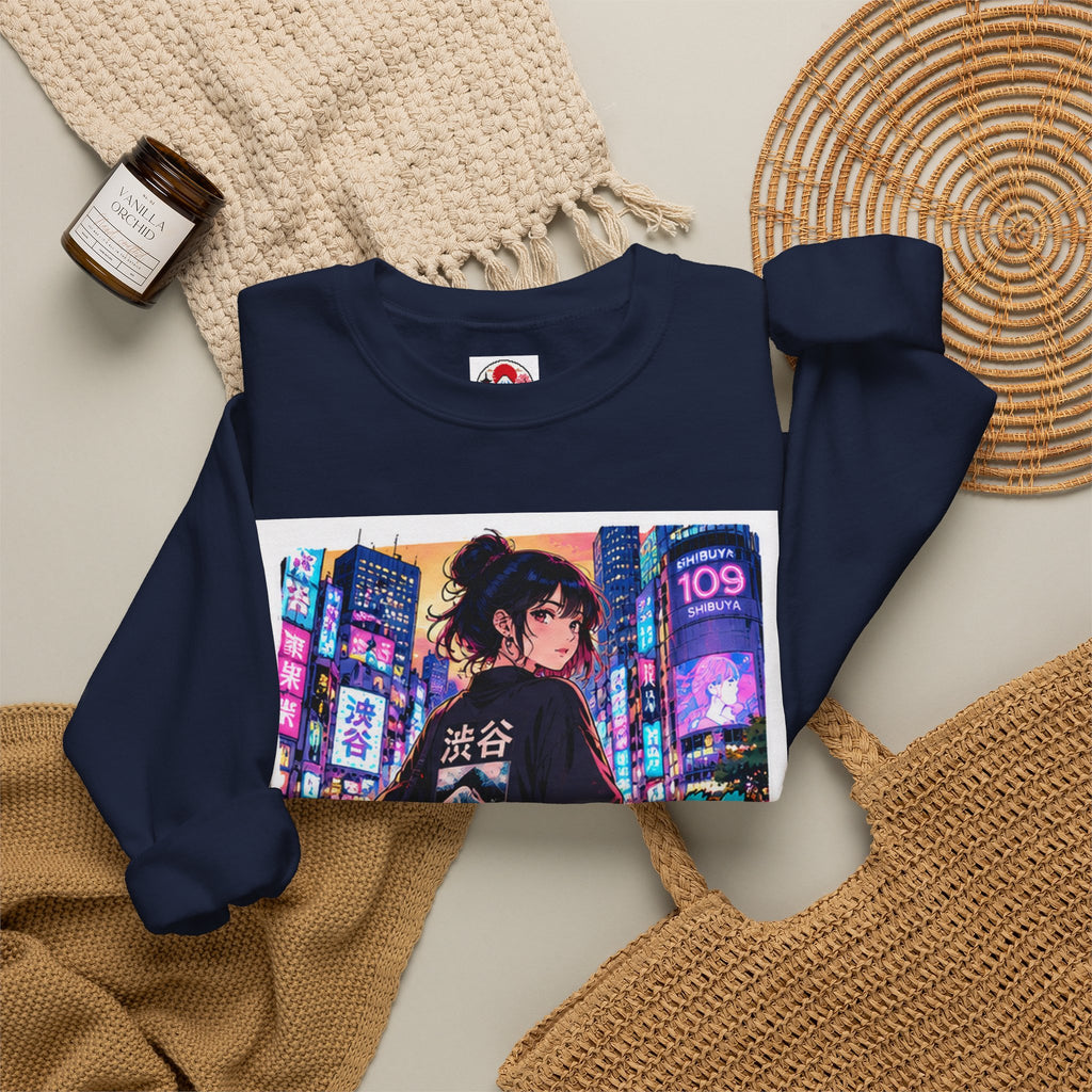 Shibuya Sky 5 Tokyo Neon Anime Crewneck Sweatshirt